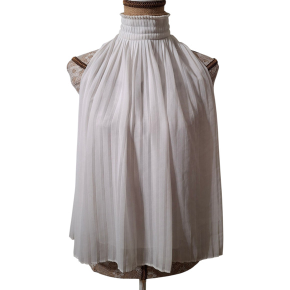 White Chiffon Halter Top Elegant Coquette Style size S - Picture 2 of 6